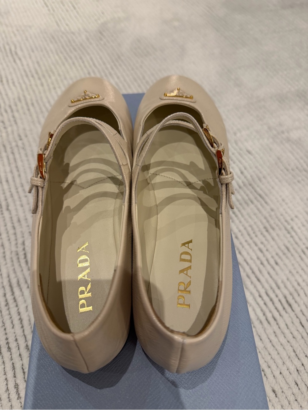 Prada Nappa Leather Double-Strap Triangle Logo Mary Janes- worn once, too small - Picture 4 of 5